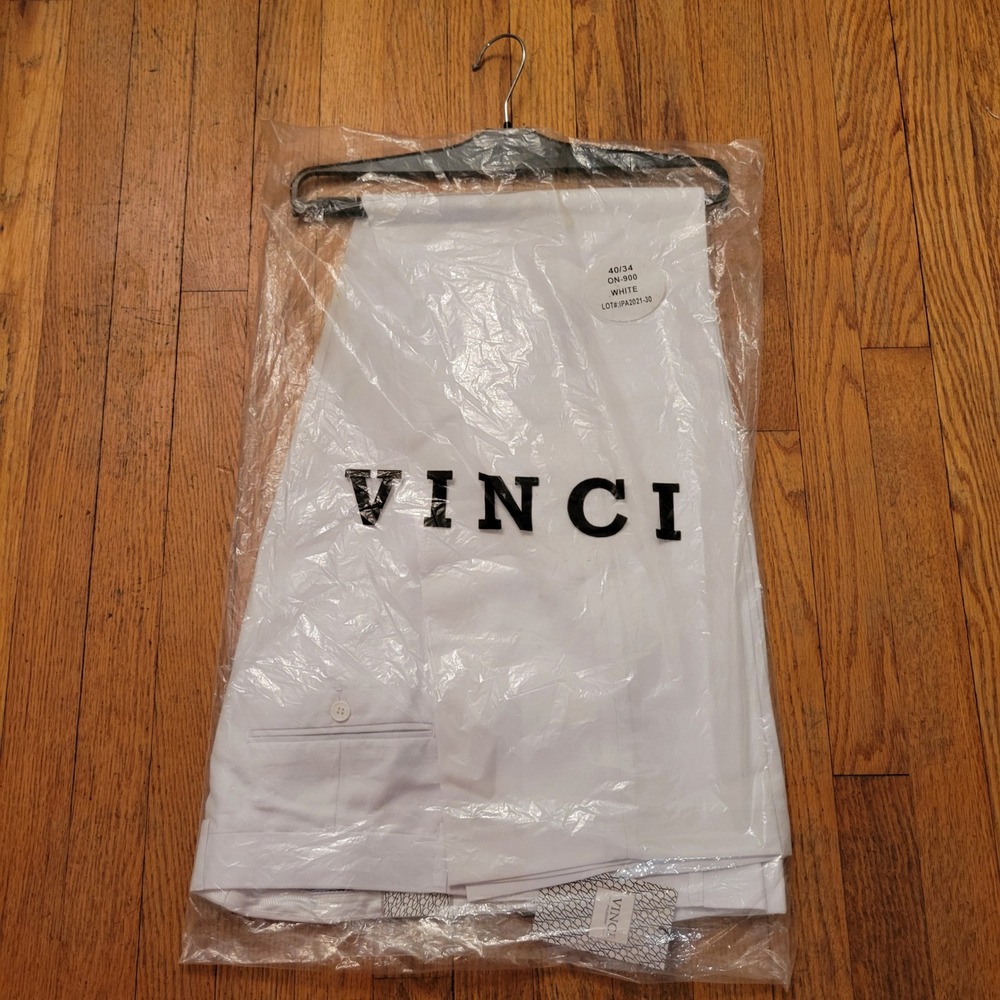 New Vinci 40x34 Dress Pants White Flat Front Straight Leg Summer Coastal Preppy